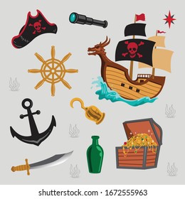 illustration vector graphic of pirates element