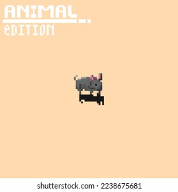 illustration vector graphic of pixel art animal, mouse with black color, good for your project and game.