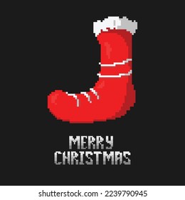 illustration vector graphic of pixel art, a shoe with red and white colour , good for your project.