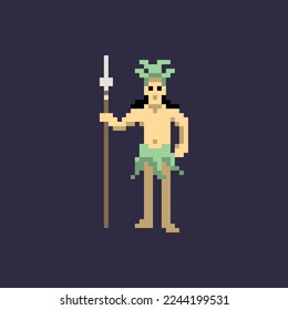 illustration vector graphic of pixel art character the tribe, good for your project and game.