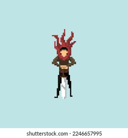 illustration vector graphic of pixel art character the knight, good for your project and game.
