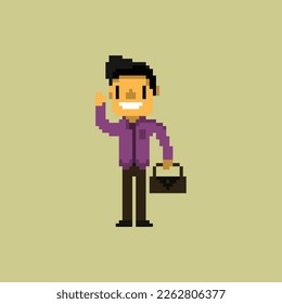 illustration vector graphic of pixel art character,a businessman good for your project and game.