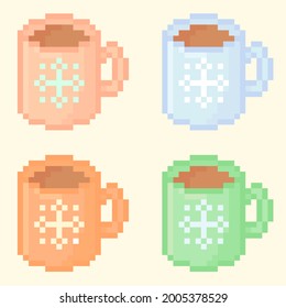 gráfico vectorial ilustrativo de la taza de chocolate caliente pixelada