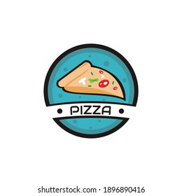 illustration vector graphic of pizza circle logo with background, perfect for food, restaurant, fast food, junk food, cafe, etc.

