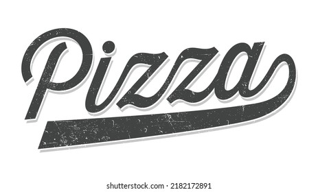 Illustration vector graphic Pizza elegant hand written lettering isolated with vintage style on white background.
