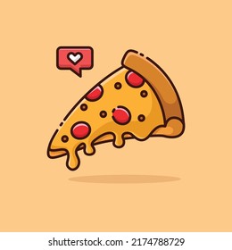 Illustration vector graphic of Pizza. Pizza minimalist style isolated on an orange background. The illustration is suitable for web landing pages, banners, flyers, stickers, cards, etc.