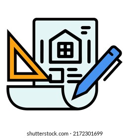 Illustration Vector Graphic of plan, architect ruler, pencil draw icon