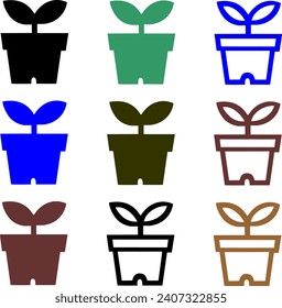 illustration vector graphic of plant or pot icon set