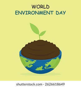 illustration vector graphic of plants and soil on earth, perfect for international day, world environment day, celebrate, greeting card, etc.