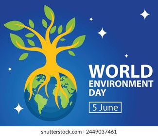 illustration vector graphic of plants thrive on the globe, perfect for international day, world environment day, celebrate, greeting card, etc.