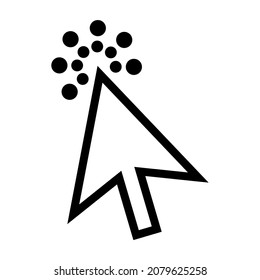 Illustration vector graphic of pointer icon. The shape of an arrow with a round incandescent tip. Draw a line shape. Black. Simple flat image. Transparent background