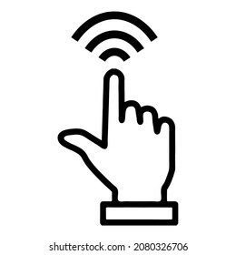 Illustration vector graphic of pointer icon. Cursor Logo. The shape of the hand with the tip of the finger incandescent in the form of a curved line. Draw a line shape. Black. Simple flat image. Trans