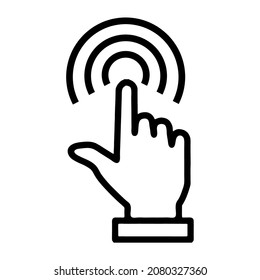 Gráfico vectorial de ilustración del icono del puntero. Logo del cursor. La forma de la mano con la punta del dedo incandescente en forma de línea curva. Dibujar una forma de línea. Negro. Imagen plana simple. Traducción