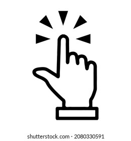 Illustration vector graphic of pointer icon. Cursor Logo. Shape the hand with the tips of the fingers in the shape of a small circular triangle. Draw a line shape. Black. Simple flat image. Transparen