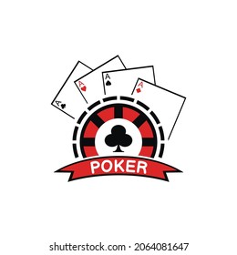 illustration vector graphic of poker chip logo with club icon, showing ace on it, perfect for sport, game, gamble, fortune, win, recreation, tournament, etc.