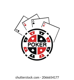 illustration vector graphic of poker chip with poker card, perfect for game, sport, gamble, casino, etc.
