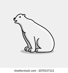 Illustration, Vektorgrafik von Polar Bär. minimalistischer Polar-Bär-Stil einzeln auf grauem Hintergrund. Geräumige Tiergrafik.