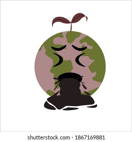 Gráfico vectorial de ilustración de la tierra contaminada