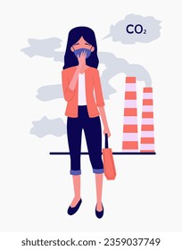 Ilustración de la gráfica vectorial del concepto de contaminación