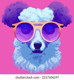 illustration Vector graphic of poodle wearing sunglasses isolated good for icon, mascot, print or customize your design