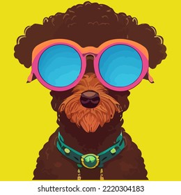 illustration Vector graphic of poodle wearing sunglasses isolated good for icon, mascot, print or customize your design