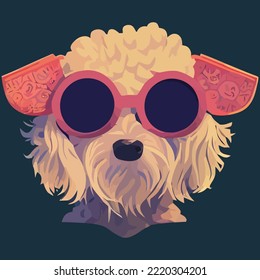 illustration Vector graphic of poodle wearing sunglasses isolated good for icon, mascot, print or customize your design