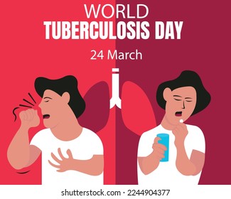 illustration vector graphic of pose of a man coughing and taking medicine, perfect for international day, world tuberculosis day, celebrate, greeting card, etc.
