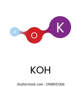 Illustration, Vektorgrafik des Kaliumhydroxid-Moleküls (KOH), gut für den Gehalt an Gegenständen in Wissenschaft oder Chemie.