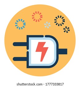 illustration vector graphic of power cable filled outline icon. suitable for sticker, icon design, logo product, symbol, apps, etc.