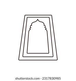 Illustration vector graphic of the Prayer Rug. The Prayer Rug's hand-drawn style is isolated on white background. The illustration is suitable for web landing pages, stickers, etc.