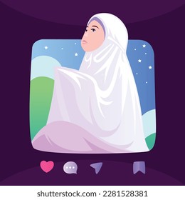 illustration vector graphic of praying in holy month of ramadan