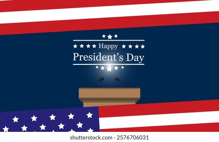 Illustration of vector graphic of President's Day with American flags and speeches facing upwards. Perfect for celebrating President's Day, Banner and Advertising Day