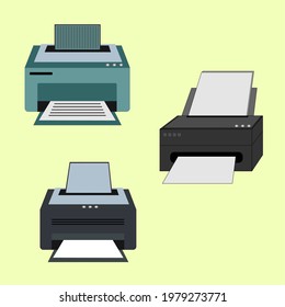 Gráfico vectorial de ilustración de la impresora. Colección de herramientas que admiten el rendimiento de la impresora.
