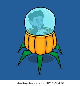Illustration vector graphic of The pumpkin robot that can be controlled, at first glance resembles a spider robot.  Good for celebrating Halloween.