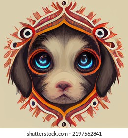 illustration vector graphic of puppy dog face in hand draw tribal mandala style perfect for t-shirt, poster or edit and customize your design, card, banner, social media