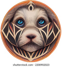 illustration vector graphic of puppy dog face in hand draw tribal mandala style isolated on white perfect for t-shirt, poster or edit and customize your design