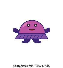 illustration vector graphic of purple alien mascoot.