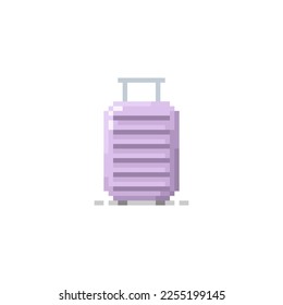 Illustration vector graphic of purple suitcase in pixel art syle