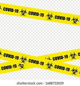 Illustration vector graphic of quarantine tape isolated on black background. warning sign of quarantine. Coronavirus, Covid-19 outbreak.