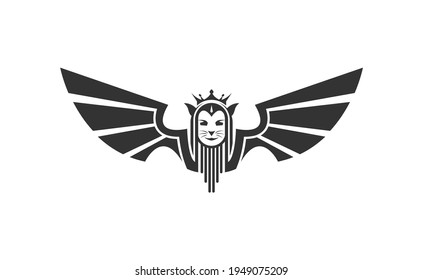 Illustration vector graphic of a queen cat with wings