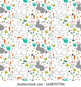 illustration vector graphic of rabbit and animal fit to place background,wallpaper,seamless pattern,pattern,etc.
