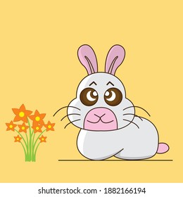 illustration vector graphic of rabbit  design set. suitable for children book, drawing book, sticker and all aplication digital printing. 
