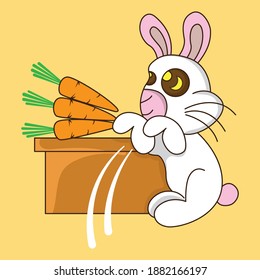 illustration vector graphic of rabbit  design set. suitable for children book, drawing book, sticker and all aplication digital printing. 