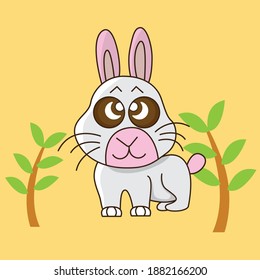 illustration vector graphic of rabbit  design set. suitable for children book, drawing book, sticker and all aplication digital printing. 