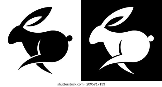 Illustration vector graphic of rabbit icon. Rabbit logo in black and white. Simple flat image