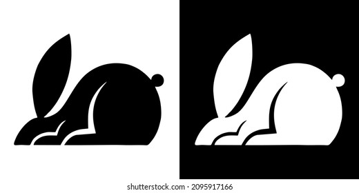 Illustration vector graphic of rabbit icon. Rabbit logo in black and white. Simple flat image