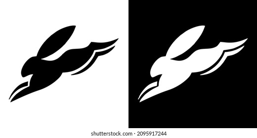 Illustration vector graphic of rabbit icon. Rabbit logo in black and white. Simple flat image