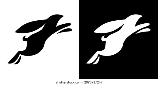Illustration vector graphic of rabbit icon. Rabbit logo in black and white. Simple flat image