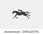 Illustration vector graphic of race horse , horse rider silhouette, fast run. Good for logo