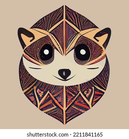 illustration vector graphic of racoon in hand draw tribal style perfect for icon or print on t-shirt